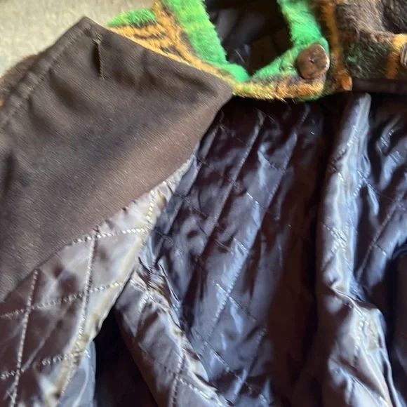 Faux Fur NWOT Crop jacket Plaid Retro VTG vibe chunky buttons pockets sz M/L - Picture 8 of 9